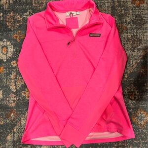 Vineyard Vines Girls Neon Pink Quarter-Zip One-Piece